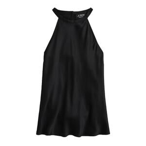 J.CREW Collection Amber Top Black Luster Crepe Sleeveless Viscose Halter Sm NEW